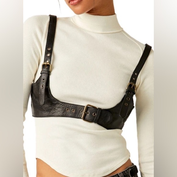 Free People Black Leather Rebel Harness Belt - Picture 12 of 13